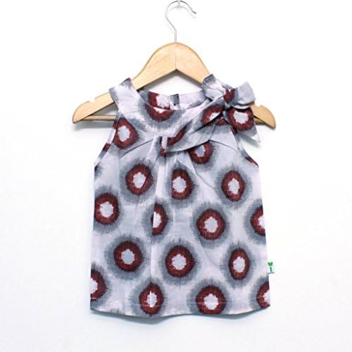 Little Green Kid Organic Cotton Herbal Dyed Maroon Akoo Print Sleeveless Side Bow Top