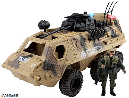 Memtes Military Fighter Army Truck Tank Toy with Mini Army Soldier with Lights and Sound