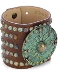 Streets Ahead 2 1/4" Italian Leather with Sundial Ornament Cuff Bracelet
