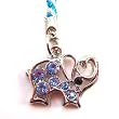 Cell Phone Mobile Camera Charm Strap Blue Diamond Elephant Design