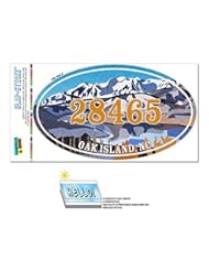 Automotive Parts and Accessories: Zip Code 28465 Oak Island, NC Euro Oval Window Bumper Glossy Laminated Sticker - Snowy Mountain Lake - Graphics and More