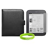 CrazyOnDigital Slim Leather Case with Screen Protector For Barnes & Noble Nook 2 Simple Touch (Black). CrazyOnDigital Retail Package