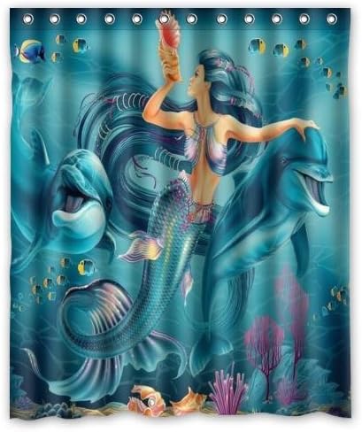 Hot Sale Special Beauty Mermaid Pattern Print Waterproof Bathroom Decor,Polyester Fabric Shower Curtains,60(w) x 72(h)
