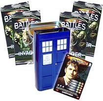 Doctor Who - Deckboosters Exclusive : Doctor Who Tardis Police Box Storage Tin complete with 4 x Dr Who Invader Booster Packs and Rare 10th Doctor Card