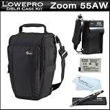 Lowepro Toploader Zoom 55 AW Case Kit for Canon T2i T3i (up to 80-400mm f/4.5 or 100-400mm f/4.5) includes Extended Replacement Battery (LP-E8) for Canon T2i T3i + Charger for Canon T2i T3i + Lens Pen Cleaning Kit + BONUS ButteflyPhoto MicroFiber Cloth