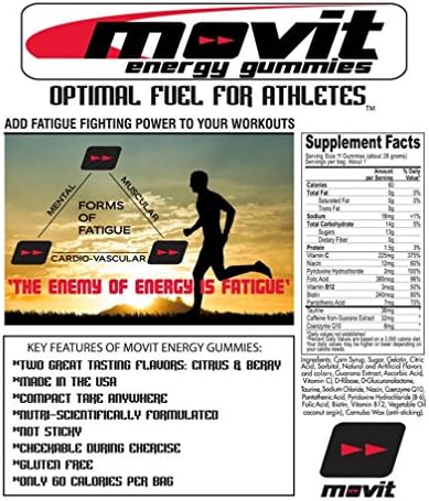 Sports Nutrition Movit Energy Gummies for Athletes, Citrus, 24 Count (Pack of 24)