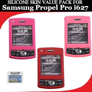Silicone Skin 3 pc. Value Pack for your Samsung Propel Pro i627 (Red, Light Pink, Hot Pink) Bonus DBRoth Microfiber Cleaning Cloth Included
