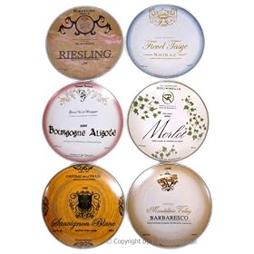 Buy 6 Wine Label Appetizer Salad Dessert Plate Gift Boxed