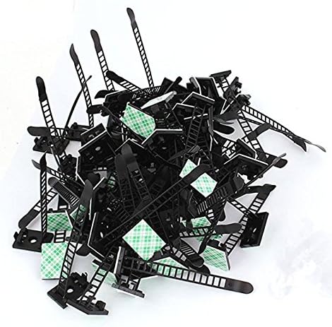 100pcs Plastic Stick on Adjustable Cable Wire Fixing Clip Holder Black