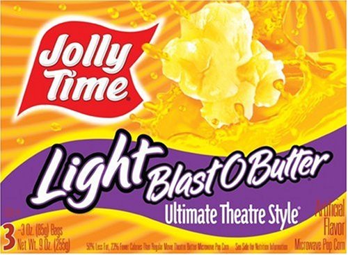 Jolly Time Blast O Butter Ultimate Theatre Sytle Butter Microwave Popcorn, Light, 3-Count Boxes (Pack of 12)