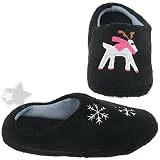 Black Reindeer Holiday Slippers for Women