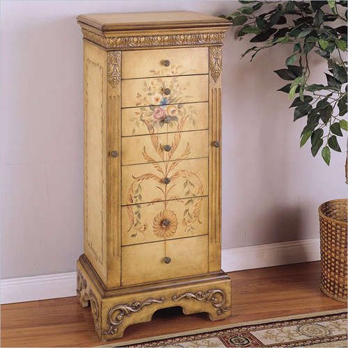 Powell Masterpiece Antique Parchment Hand Painted Overpacked Jewelry Armoire Picture