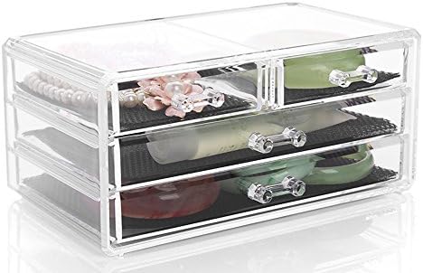 SIYIRONG Cosmetics Receive a Case Draw Out the Desktop Makeup Box Transparent box Big Store Content Box-L