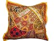 Decorative Floor Pillow -Yellow Orange Ethnic Indian Sari Beaded Decorative Floor Pillow 24 Inches Free Shipping