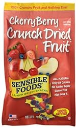 Sensible Foods Crunch Dried Snacks, Cherry Berry, 0.75-Ounce 12-Count Pouch
