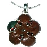 SterlingSilverPendantChainforWomenwithGarnetGemstones2Inches