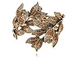 Topaz Indian Red Crystal Rhinestone Gold Tone Leaf Plant Bracelet Bangle Cuff