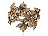 Topaz Indian Red Crystal Rhinestone Gold Tone Leaf Plant Bracelet Bangle Cuff