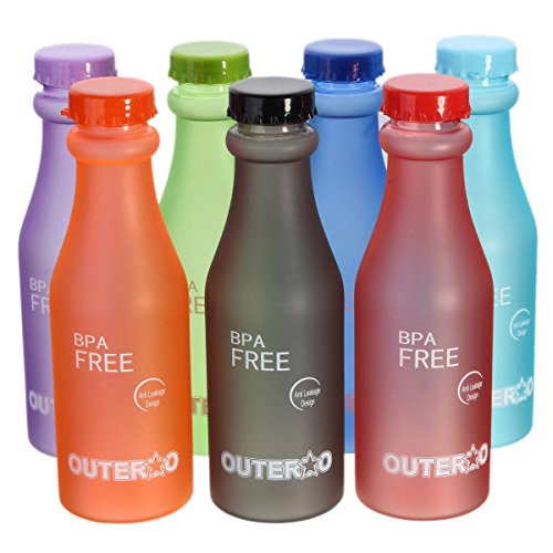 OUTERDO BPA Free Water Bottle-Portable Leakproof Unbreakable Travel Yoga Cycling Running Camping Water Bottle 650ml