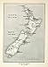 1944 Rotogravure Map New Zealand Island North South Dunedin Auckland Waitara - Original Rotogravure