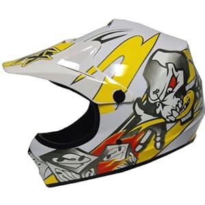 WOW Motocross Youth ATV Dirt Bike Skull MX Helmet, Yellow, S (50-51 CM,19.7/20.1 Inch)