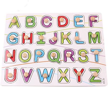 MXtechinc 26 Capital Letters A to Z Wooden Hook Puzzle Toy Hand Board Toy Excellent Gift for Your Lovely Children