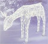 33 Lighted Woven Pearl Animated Feeding Doe Christmas Yard Art