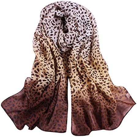 Sannysis 1PC Luxury Long Chiffon Gradual Change Leopard Wraps Shawl Stole Soft Scarves For You (Coffee)