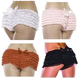 Coquette Ruffle Shorts W/ Back Bow Detail Pink OS/XL