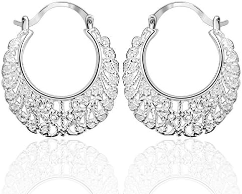Minkang Fashion Jewelry 925 Solid Silver Hollow Hoop Earrings