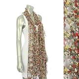 Exquisite Fashion Scarf – Long size Flower print Shawl with Butterfly shape cut-out ruffle scarf Wrap – Red