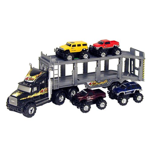 Childrens Toyshop  Toys : New Bright 22" Free-Wheeling Truck with 4 B/O Vehicles
