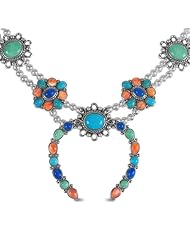 Southwest Spirit Sterling Silver Multi-Gemstone Naja Statement Necklace