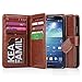 ULAK Galaxy S4 Case, S4 Case - Multi Card Slots Series PU Leather Magnetic Wallet Case Cover for Samsung Galaxy S4 IV i9500 (Brown)