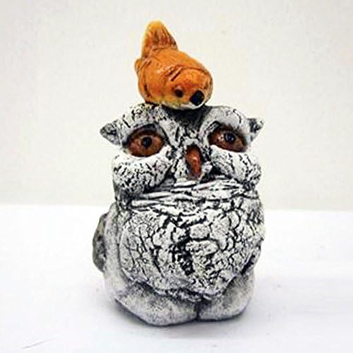 Owl with Bird on Head Collectible Figurine Garden Sculpture Wildlife Animal Gift