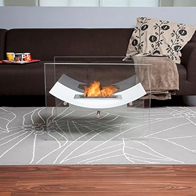Moda Flame Sienna Free Standing Indoor Outdoor Bio Ethanol Fireplace White