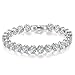 JingChow Women's White Gold-Plated Inlay Austrian Crystal Elements Cubic Zirconia Tennis Bracelet, 7