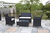 Black Rattan Outdoor Garden Furniture Table and Chair Set Wicker Patio New 51DmSUoX9ML. SL160