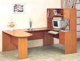 U-Shaped Oak Finish Executive Office Computer Desk with Return