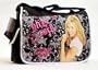 Hannah Montana Messenger Bag - Officially Licensed "Girls Rock" Black, Hot Pink, & Silver School Messenger Tote Bag with Metallic Silver Trim; Great Gift Idea For Girls (Kids & Childrens Messenger Style Backpack Book Bag)