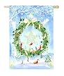Festive Holiday Star Wreath Silk Reflections Regular Size Flag