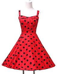 Sexy Vintage Sleeveless Polka Dot Print Cotton Bridesmaid Dress/Party Dress 