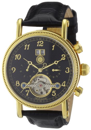 Constantin Durmont Herren-Armbanduhr XL Tradition Analog Automatik Leder CD-TRAD-AT-LT-GDGD-BK