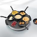 LUXUS WOK-SET WOKSET MIT EXTRASTARKEN 2000 WATT UND 6 PF&Auml;NNCHEN F&Uuml;R 6 PERSONEN MIT EXTRA SAUCENBEH&Auml;LTER, ANTIHAFT BACKPLATTE AUCH ZUM BACKEN UND BRATEN GEEIGNET, PFANNKUCHEN AUCH M&Ouml;GLICH NEU + OVP