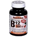 Sundown Sublingual B12, 500 mcg, Natural Cherry Flavor, 90 Microlozenges (Pack of 4)