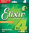 Elixir Strings Electric Bass Strings, 4-String, Medium, Long Scale NANOWEB Coating