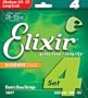 Elixir Strings Electric Bass Strings, 4-String, Medium, Long Scale NANOWEB Coating