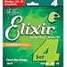 Elixir Strings Electric Bass Strings, 4-String, Medium, Long Scale NANOWEB Coating