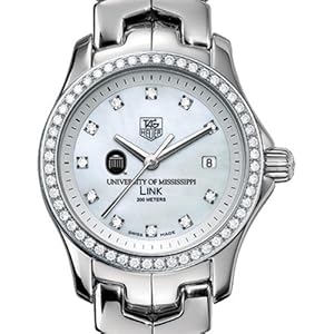 Ole Miss TAG Heuer Watch - Women's Link Watch with Diamond Bezel