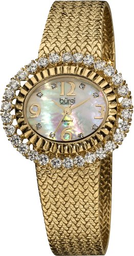 Burgi Women's BUR075YG Mother-Of-Pearl Diamond Mesh Bracelet Watch